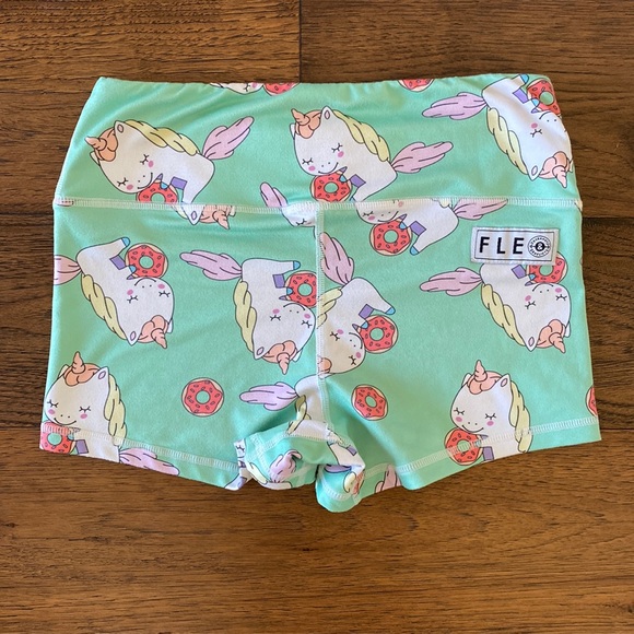 *RARE* Fleo + Doughnuts & Deadlifts unicorn doughnut shorts, size S - Picture 2 of 7